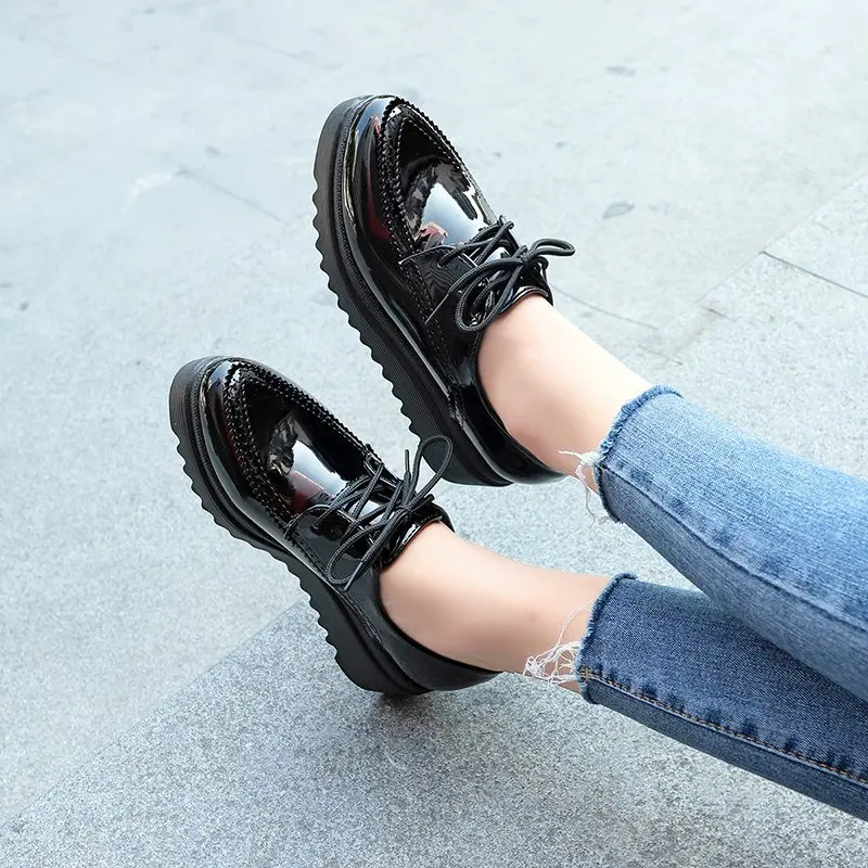 

British style small leather shoes women increase 2021 new college style wild autumn thick bottom sponge cake shoes X767