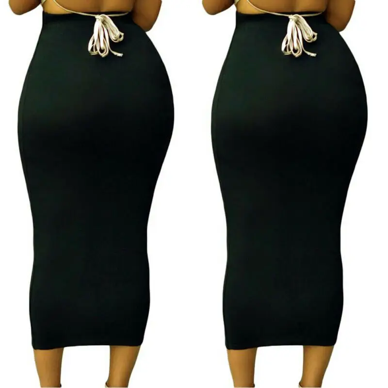 Летняя женская Высокая юбка с тонкой талией Лето Осень Стрейч женское длинное