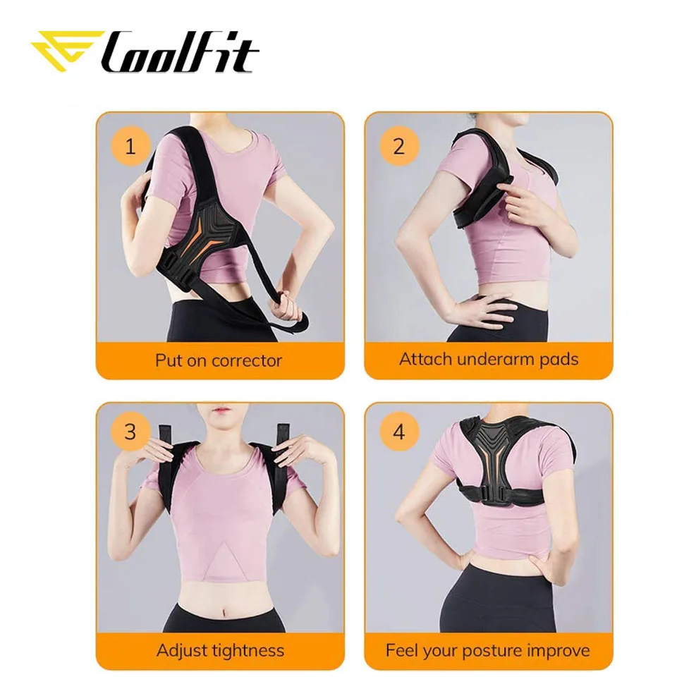 Корректор осанки CoolFit бандаж для спины регулируемый облегчение боли в плечах
