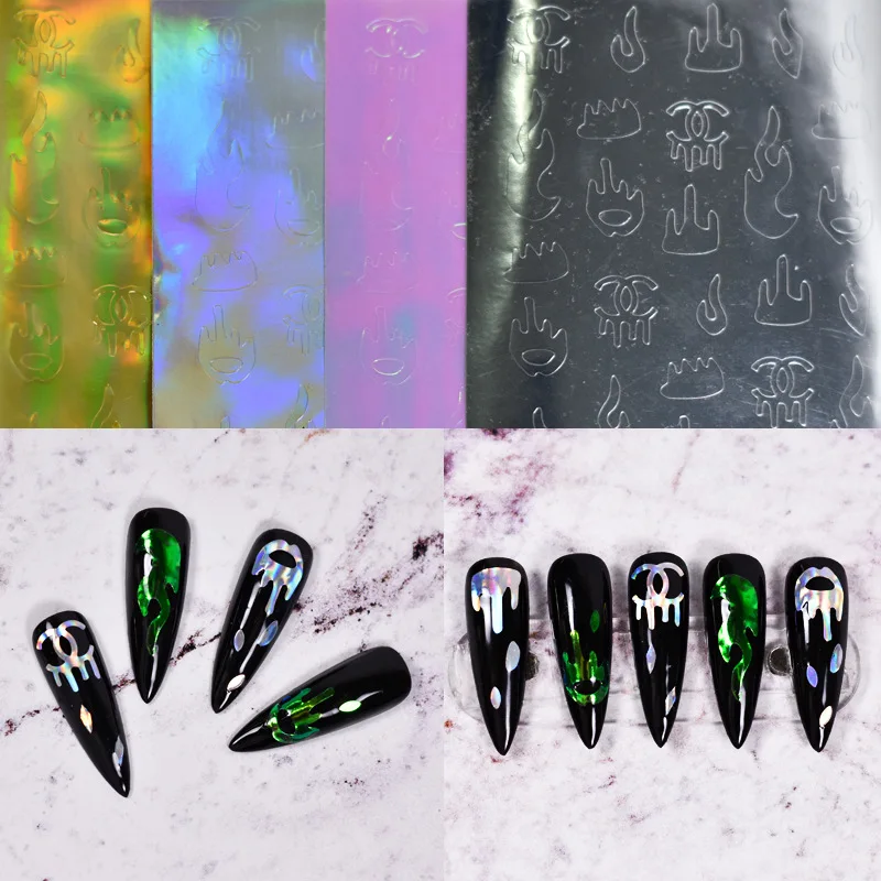 

Totem Nail Holographic Strip Tape Nail Art Stickers Thin Laser Silver Stripe Sticker DIY Foil Decal Sticker 16pcs/lot