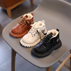 Детские ботинки-мартинсы CAPSELLA с мехом, модель сезона осень-зима, кожаные ботильоны для снега для мальчиков и девочек, детская обувь, кроссовки, 21-30