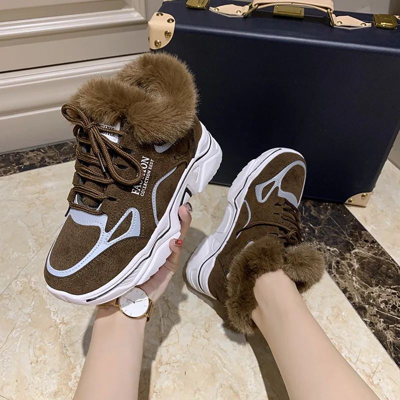 W-Лидер продаж сезон осень-зима Новинка бархатная обувь на толстой подошве теплая