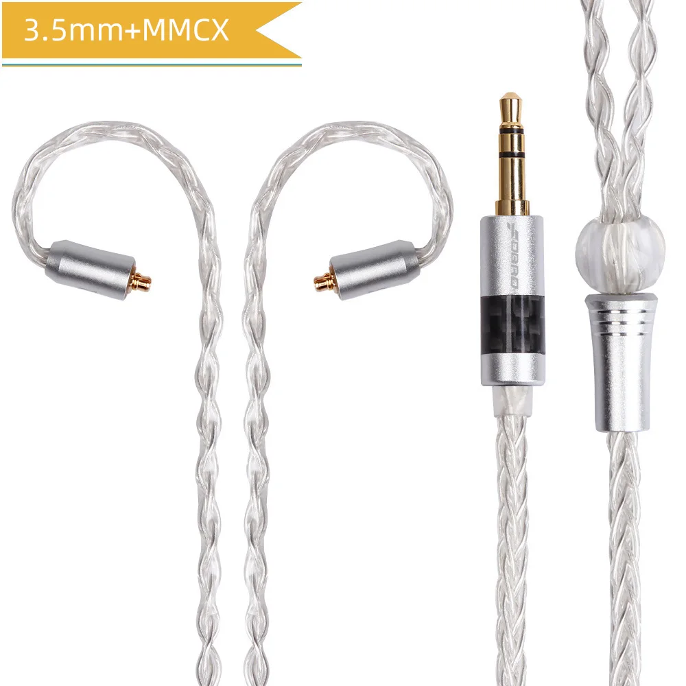 MMCX 3.5 Silver FDBRO MMCX Серебристые наушники кабель 8 Core с серебряным покрытием обновления кабель углеродного волокна 2Pin 2,5/3,5/4,4 сбалансированный кабель для SE846 SE535 - Цвет: MMCX 3.5 Silver