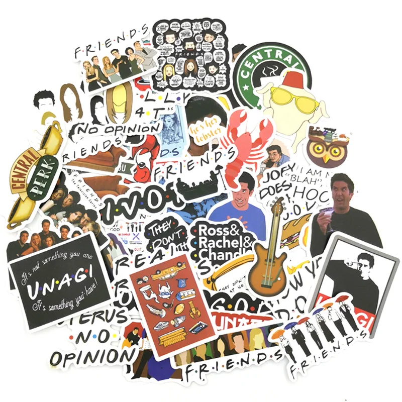 10/30/50 шт в наборе с надписью ТВ шоу Friends (наклейки Пастер мультипликационных