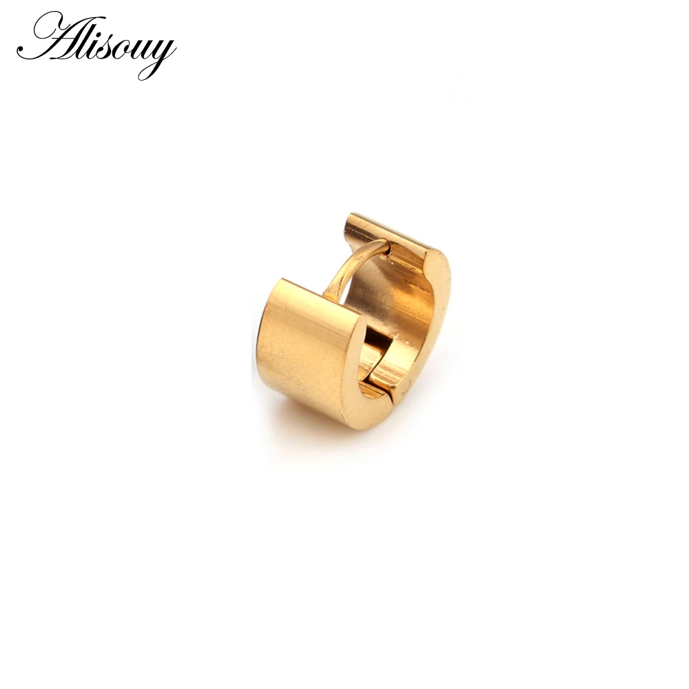 

Alisouy 316L Stainless Steel Ear Hoop Earrings Fashion Women Men's 7mm Wide Punk Style Small Earrings Jewelry