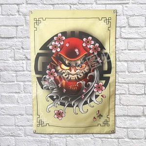 Japanese ukiyo-e Tattoos Banners Flag Four Hole Valance Tapestry Bar Billiards Hall Studio Theme Wall Hanging Art Cloth Decor