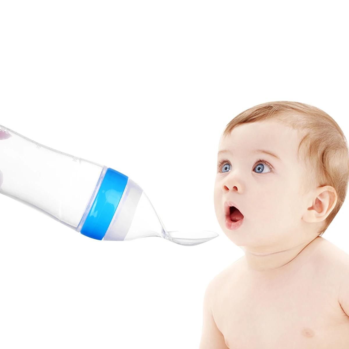 Ложка для кормления младенцев с крышкой от пыли, шкалой, присоской, круглым дном и противотечей.