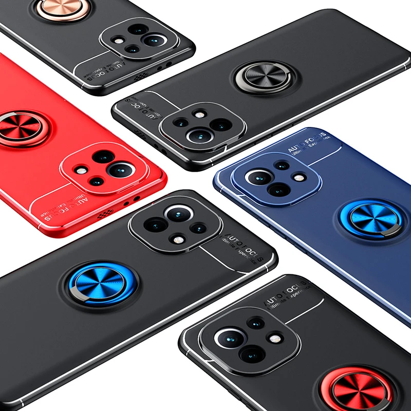 

For Xiaomi Mi 11 Case Ring Holder Soft Matte Silicone Back Cover Phone Case For Xiomi Xiaomi Mi 11 Mi11 Fundas