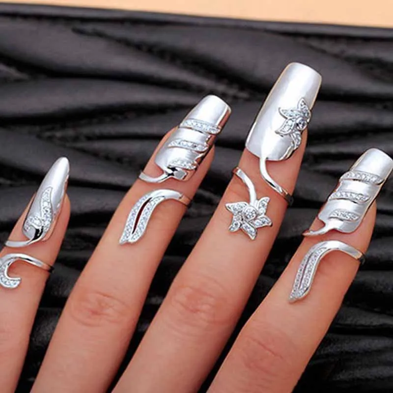 Корейский стиль модное кольцо для ногтей очаровательные Кристальные цветы