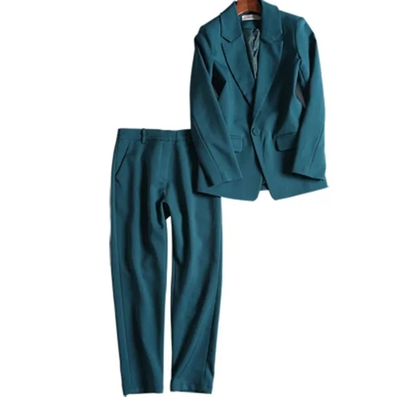 

2 piece set women Suit female The new career suit female 2021 autumn long - sleeved small suit jacket trousers casual OL suit