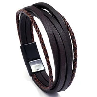 genuine leather bracelet for mem simple ol style men bracelet bangle alloy magnetic clasp wristband hand jewelry bracelet homme