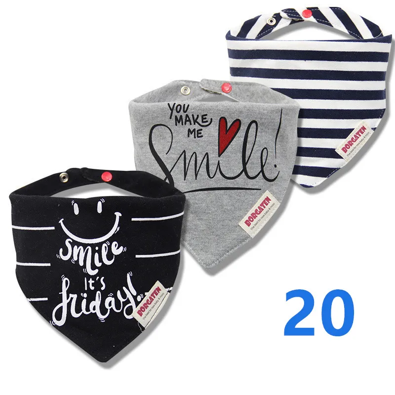 20 3pcs Organic Cotton Baby Scarf Muslin Burp Cloth Bandana Bibs Newborn Baby Boy Infant Girl Toddler Winter Scarf Waterproof Bib - Цвет: 20