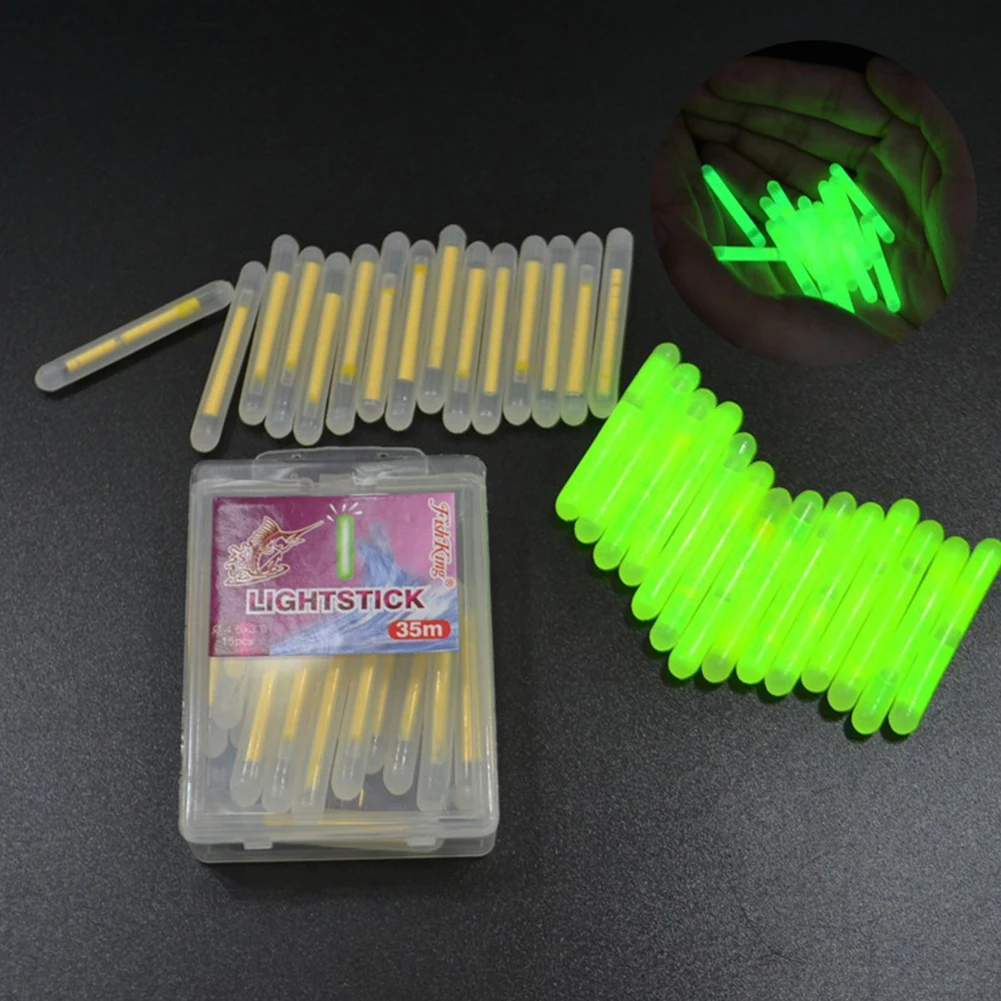 

Fishing Light Float 15PC/Lot Light Stick Night Float Rod Light Dark Glow Fluorescent Light Stick Fishing Tackle Accessories