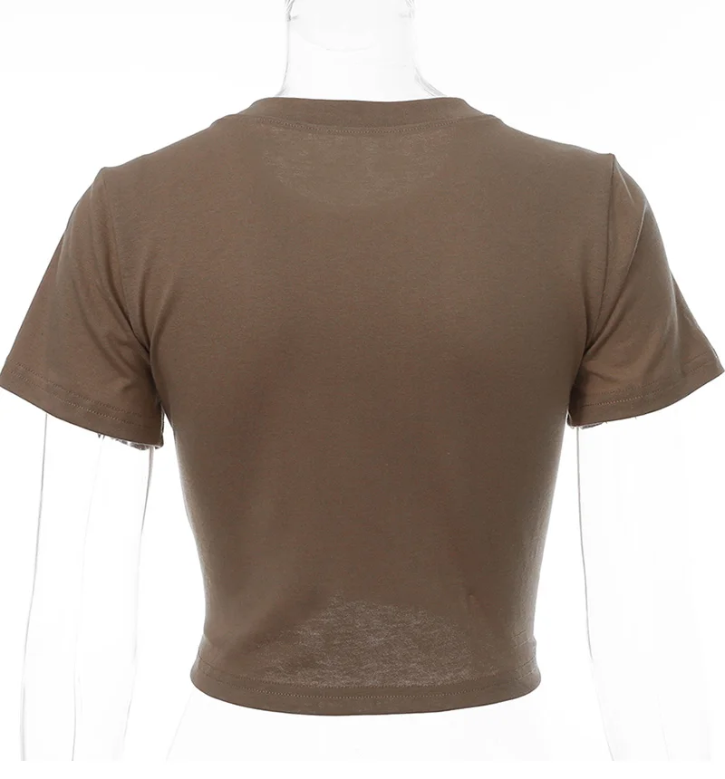 

2021 Summer Fashion Women's O-Neck T-Shirt Female Sexy Motorcycle Print Short Sleeve Crop Tops