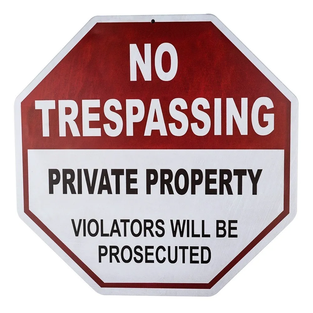 

No Trespassing Sign, Private Property, 12x12 Octagon Shaped Rust Novelty Stop Sign