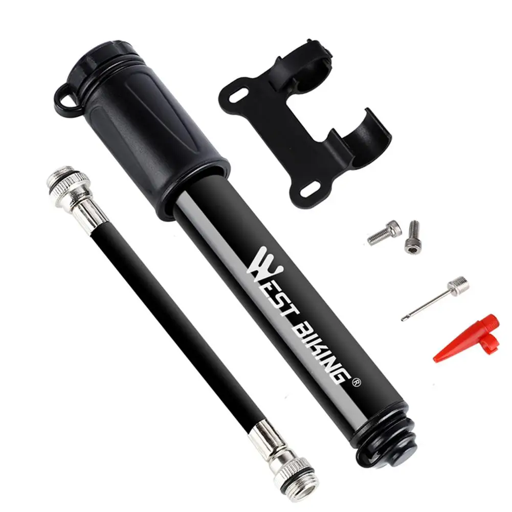 

WEST BIKING 100Psi Mini Bike Pump Aluminum Alloy Bicycle Hand Air Pump Tire Inflator Schrader Presta Valve MTB Road Cycling Pump