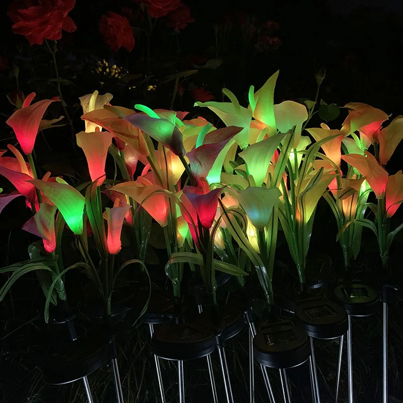 LED Solar Lawn Light IP65 Outdoor Waterproof 4LED Garden Calla Flower Landscape Lighting Courtyard Decoration | Лампы и освещение