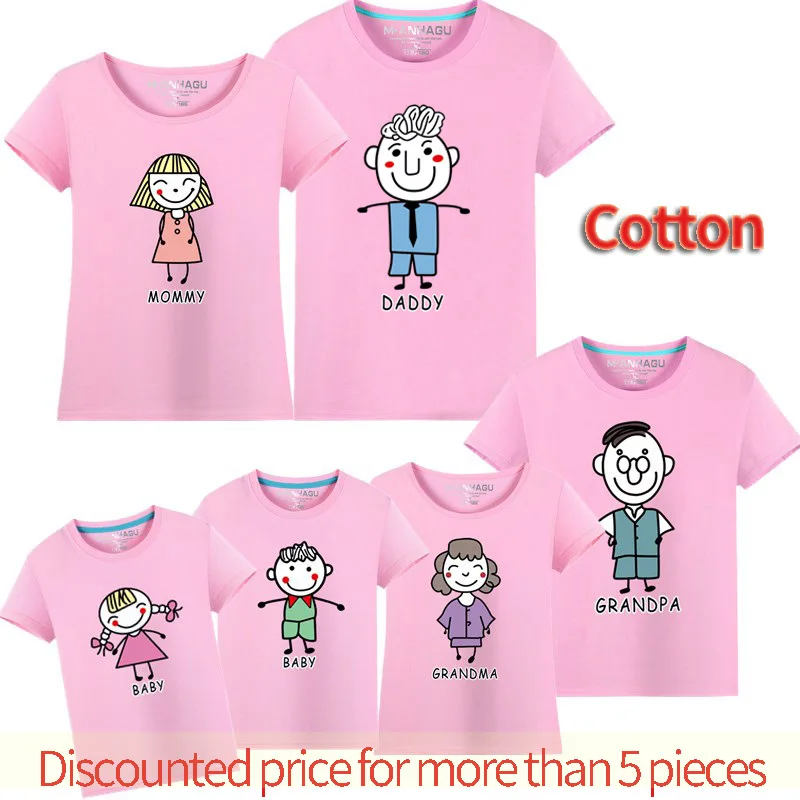 

Family Tshirts Fashion daddy mommy and kids boys and girls clothes Cotton Fashion Father Mom Mother Clothes Parent-child outfit