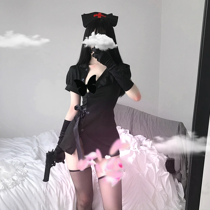 Униформа медсестры в стиле панк Харадзюку ультракороткое платье сексуальное