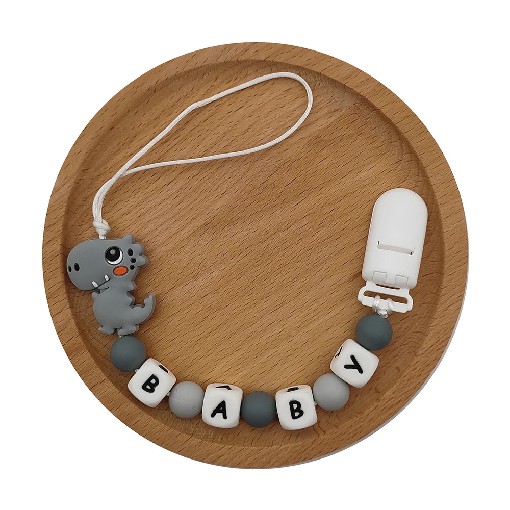 Новый силиконовый зажим для детской соски DIY персонализированное имя динозавра