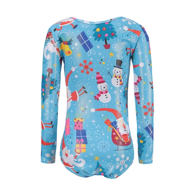 

Children Gril Long-sleeved Christmas Santa Claus pattern body suit ballet gymnastics dance practice dance clothes