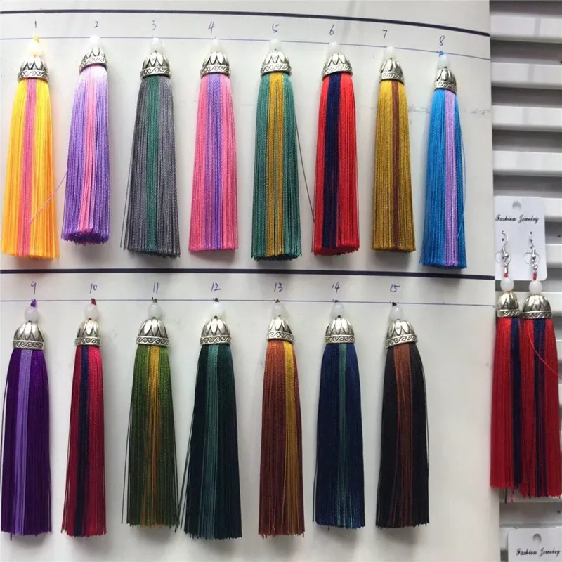 12pcs mixed colors 12 шт./лот, 10 см, двойная цветная кисточка, шелковая бахрома для шитья, декоративная кисточка для штор, украшение дома - Цвет: 12pcs mixed colors