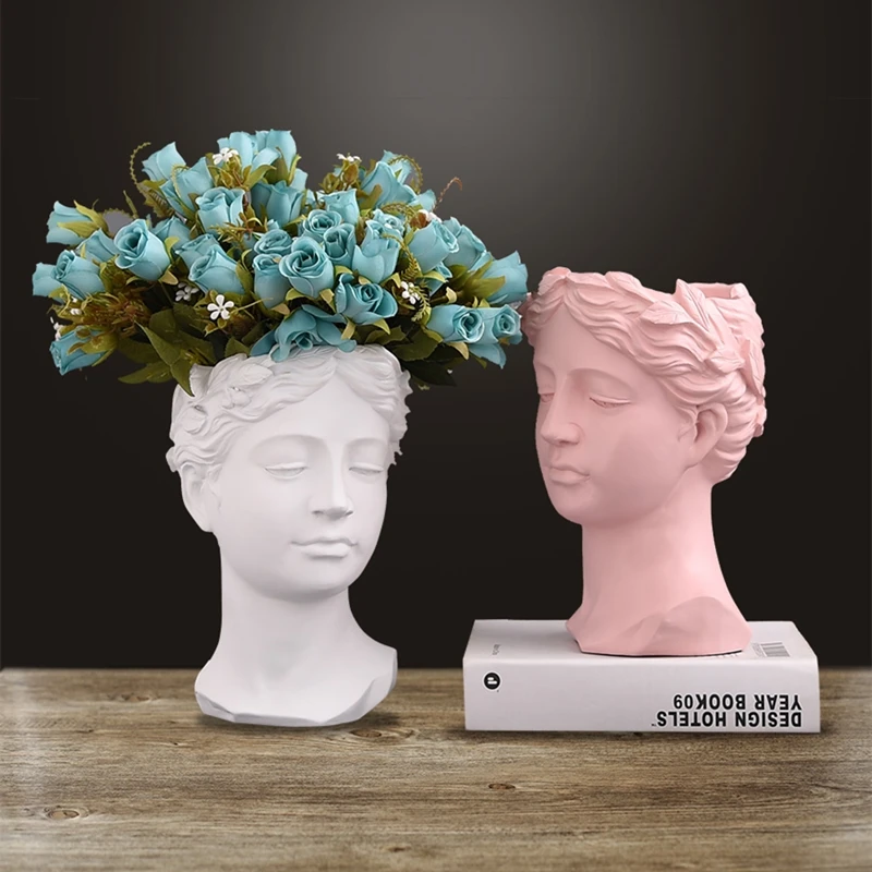 Богиня портрет ваза украшение персонаж из смолы статуя цветочный горшок