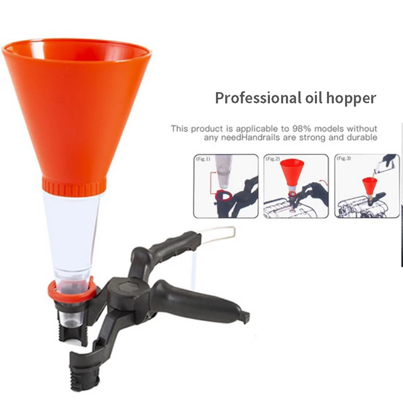 

car accessories Engine Oil Filling Set Universal Oil Funnel with Adjustable Width Holding Clamp