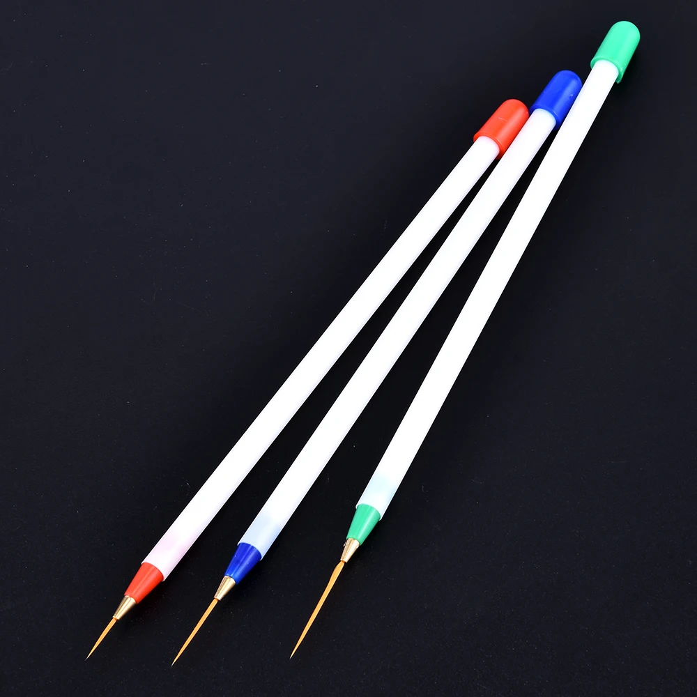

Nail Art DIY Creative Craft Pen Soft Head Drawing Dotting Stripe Pattern Nail Art Brushes For Manicure Gel White Handle3Pcs/Set
