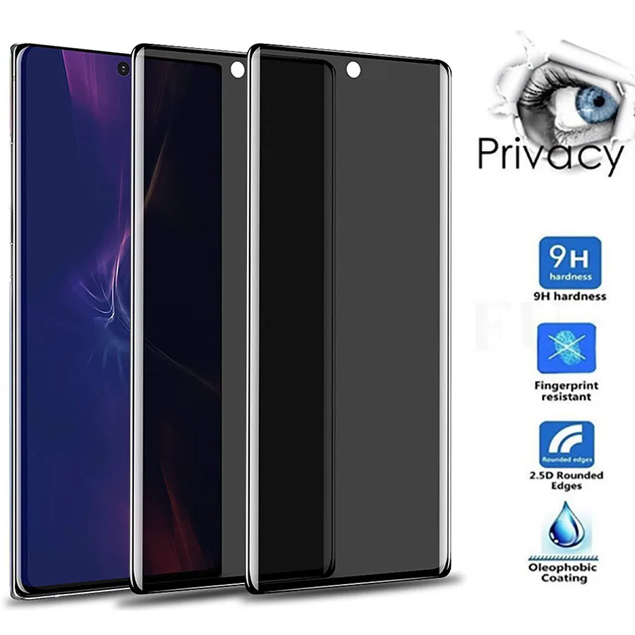 Изогнутое противошпионское закаленное стекло 3D для Samsung Note 20 Ultra S21 S20 S9 Plus A50 A71 A52 A72