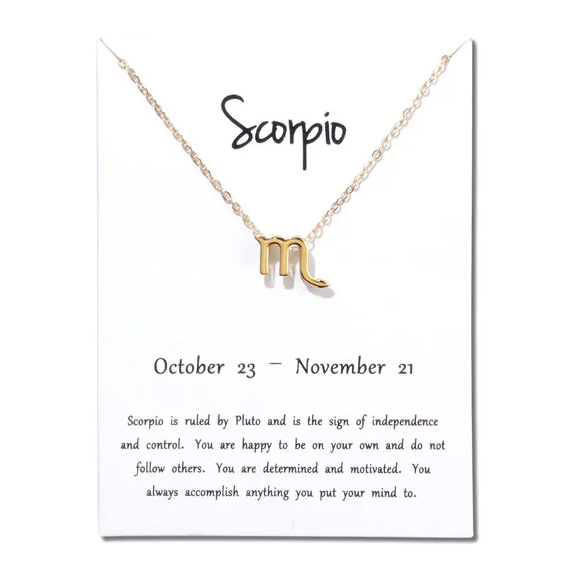 Мода скорпион 12 созвездий ожерелье кулон Aries Pisces Virgo Libra Capricorn подарок на день