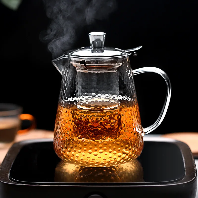 

Hammered Pattern Glass Teapot Kettle Single Tea Cup Electric Ceramic Stove Tea Cooker Household Thickening Filtration Tea Set