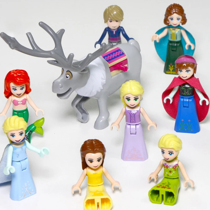 

599pcs 8in1 Magical Ice Castle Elk Snow Queen Series Princess Building Blocks Bricks Compatible Girls Friends Toys