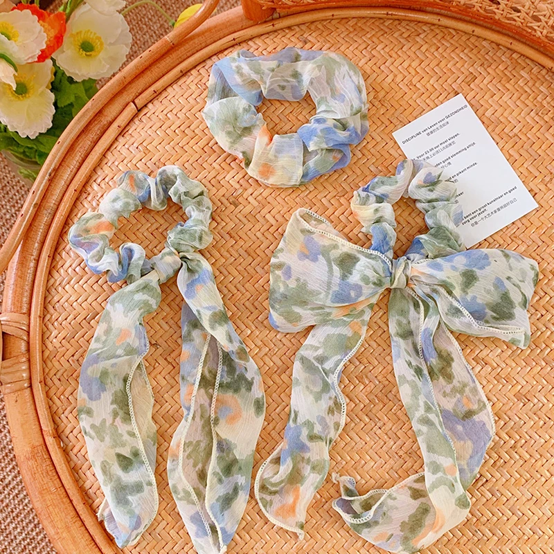 

High Quality Hair Rope Ring Ponytail Holder Scrunchies Headbands Hairband Hair Ties Oil Painting Hairband Hair Accessories
