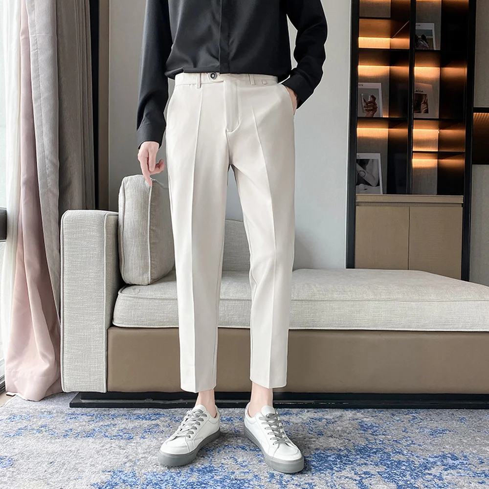 Классические деловые брюки для мужчин, повседневные облегающие офисные брюки, уличная одежда для свадьбы, Классические мужские брюки, 2021 от AliExpress RU&CIS NEW