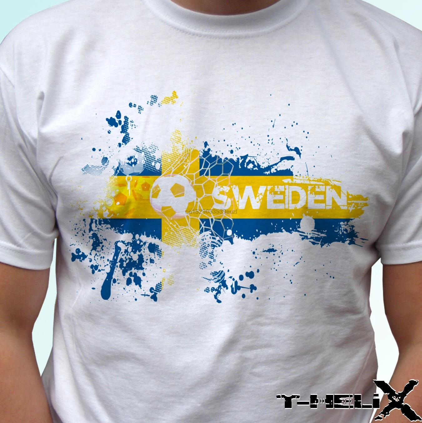 Фото Шведский футбольный флаг белая футболка топ дизайн мужские женские детские