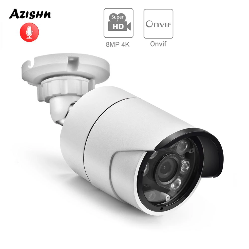IP камера AZISHN H.265 + 4K 8 Мп 1/2 7 дюймов SC8238 ONVIF 6 светодиодов уличная Водонепроницаемая