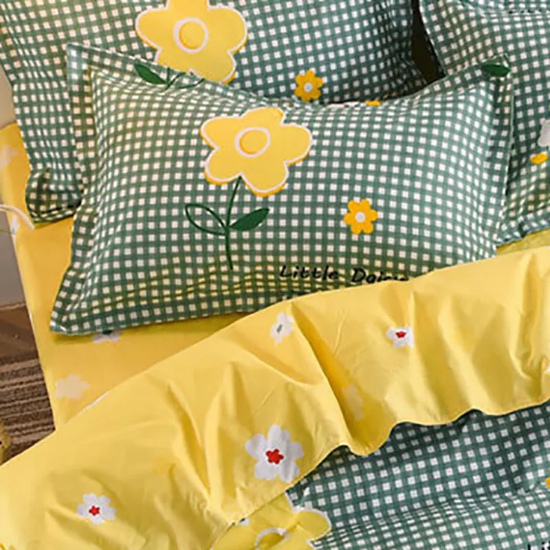 

Cartoon Bedding Set Thicken Quilt Cover And Pillowcase Sanding Bed Sheet For Home Soft Bed Cover Set Two Color Household Product