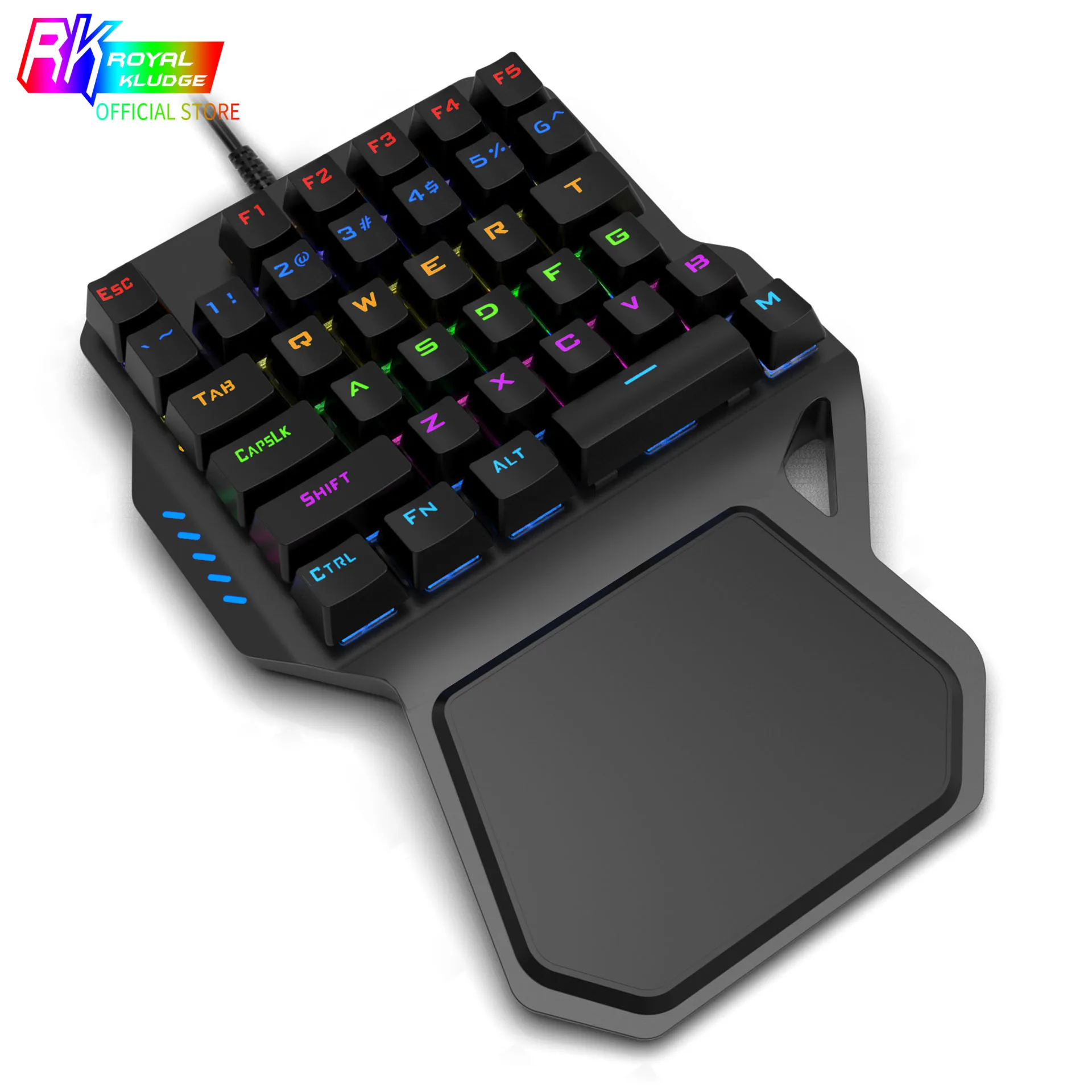 

RK B30 One-Handed Mechanical Gaming Keyboard 35 Keys Rainbow Backlit Blue Switch LED Left Hand Mini Keypad For Mobile Game