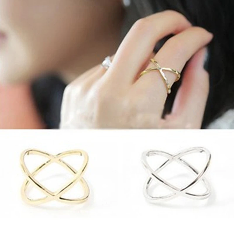 Новое кольцо X cross с трехмерной перфорацией из сплава на палец для женщин