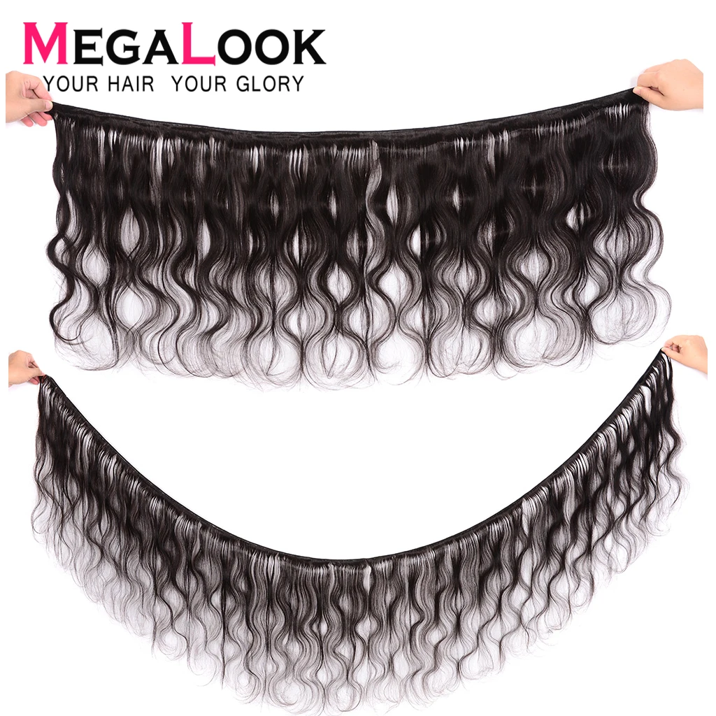 Body Wave Bundles With Closure 3 Remy Megalook Hair Brazilian Weave And | Шиньоны и парики