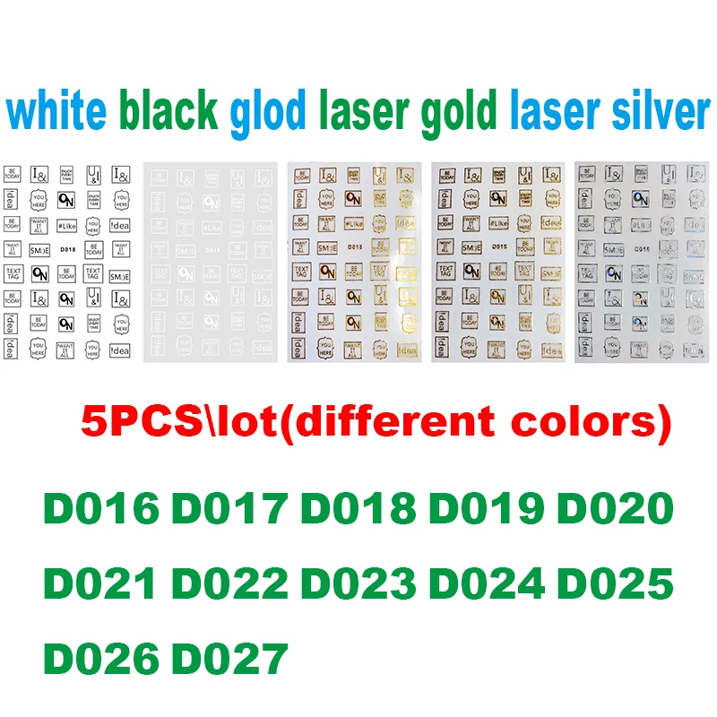 

5pcs\lot 5 colorsBrand Logo Nails Sticker Fashion 3D Manicure Art Decorations Decals Foil Nail Sticker For Girls