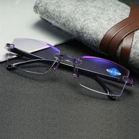 men women reading glasses anti blue light rimless far sighted presbyopic eyewear goggles diopter 0 1 0 1 5 2 0 2 5 3 0 3 5 4 0