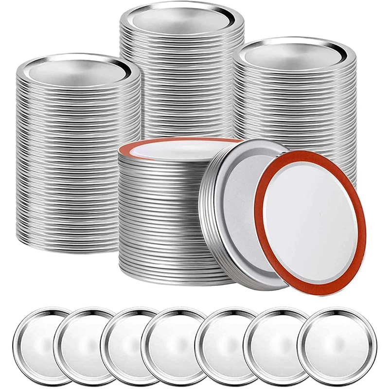 

Canning Lids,120 PCS Mason Jar Lids,Regular Mouth Canning Lids,Metal Lid Split-Type with Airtight Seal and Leak Proof