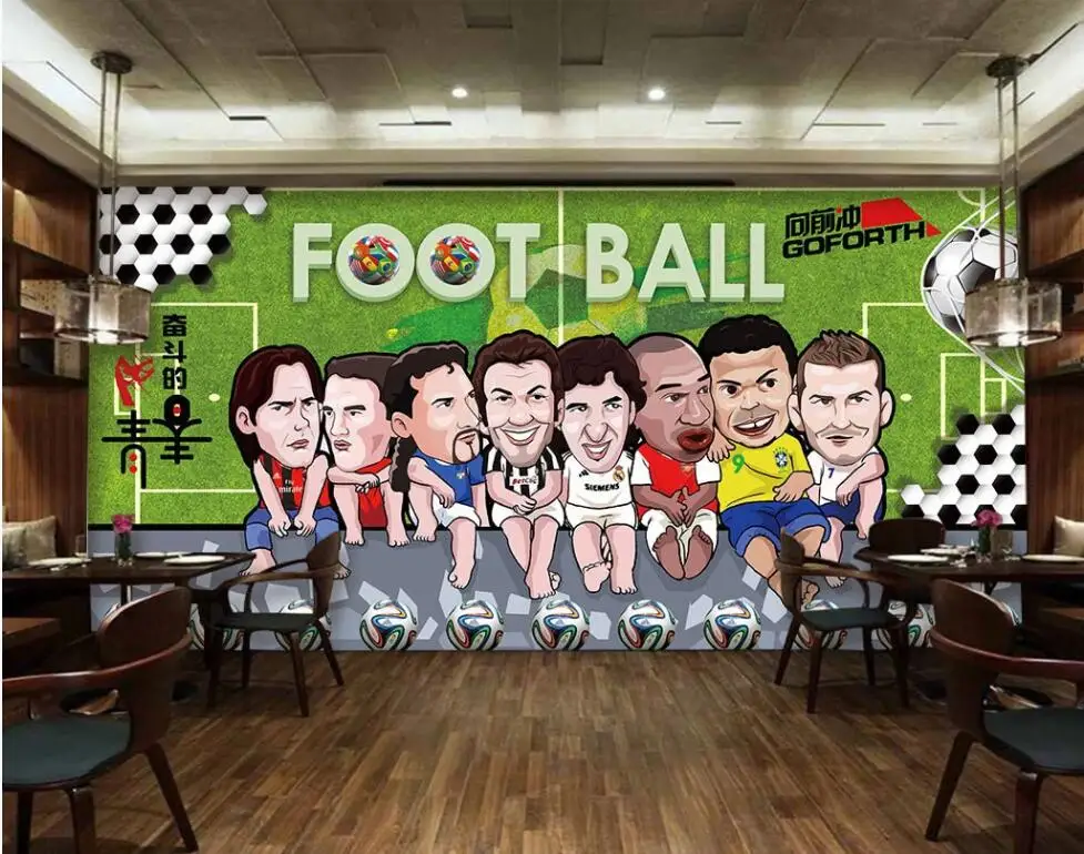 

Custom photo 3d wallpaper Cartoon football field sports background home decor living room 3d wall murals wallpaper for walls 3 d