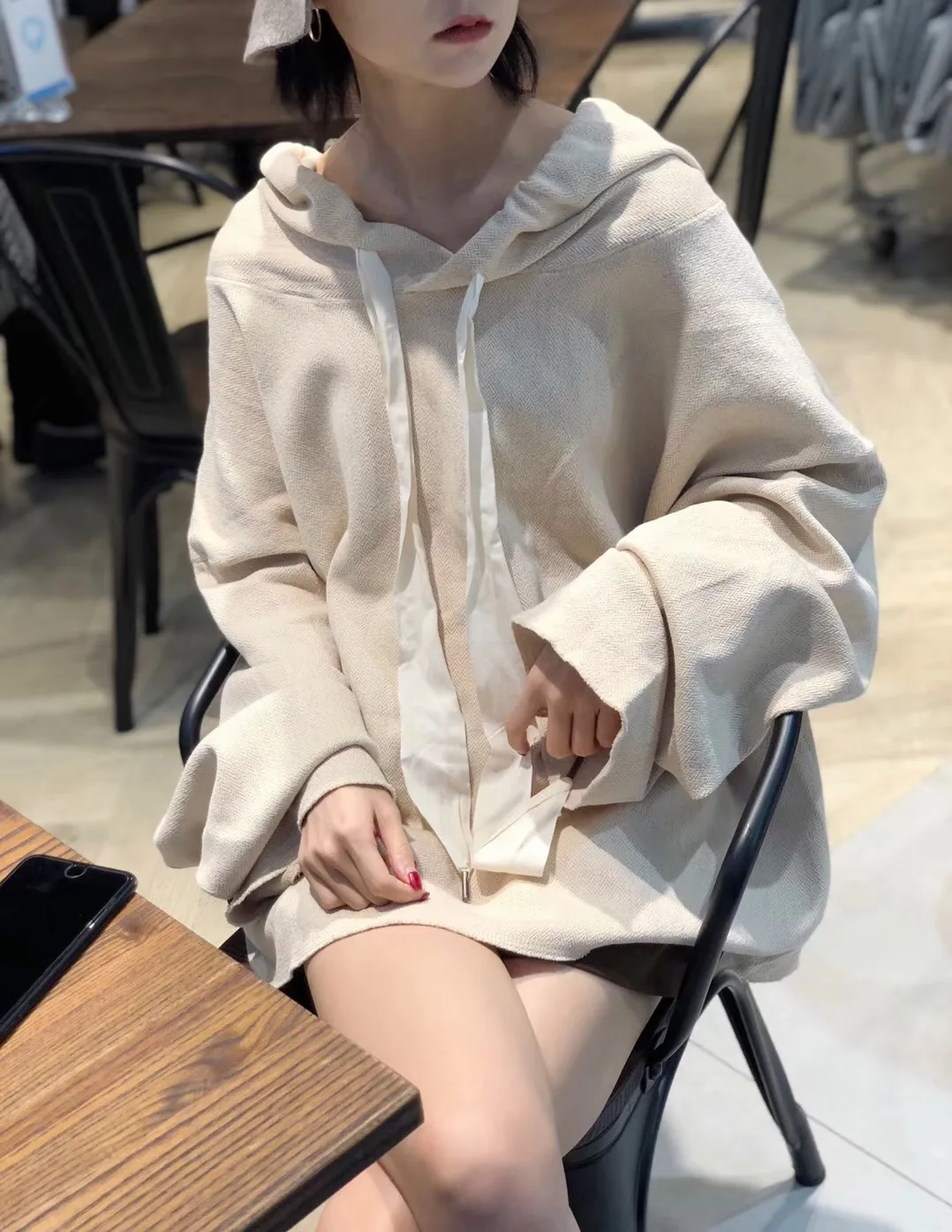 Z-ZOUX Women Hoodie Drawstring Hooded Batwing Sleeve Pullovers Sweatshirt White Black Red All Match Loose Long Coat 2019 Autumn | Женская
