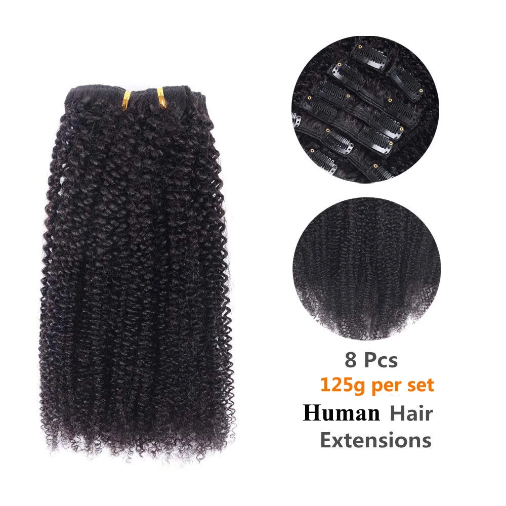 ShowCoco заколка для волос наращивание человеческих афро курчавые вьющиеся клипсы