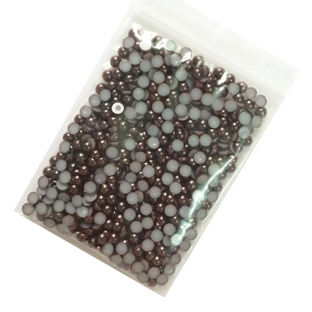 Темно-кофейный 5 мм Жемчуг полукруглые карты имитация искусственного кабошона