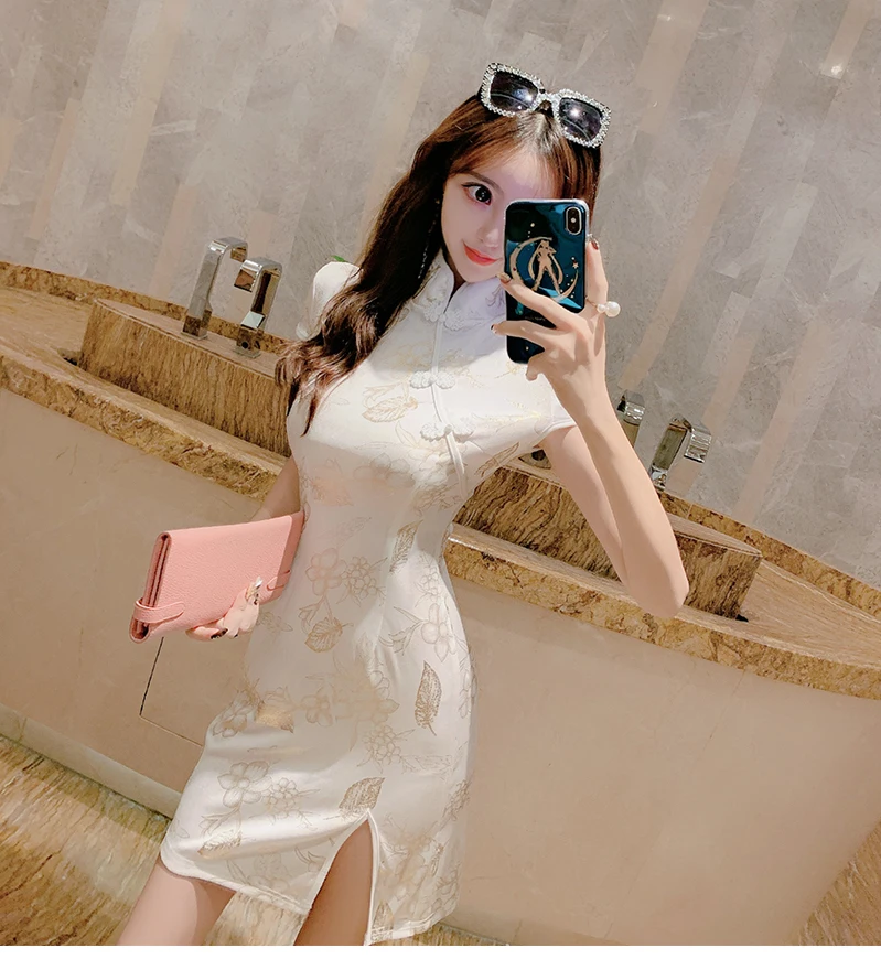 Женское облегающее платье-Ципао с оборками Элегантное свадебное платье в стиле