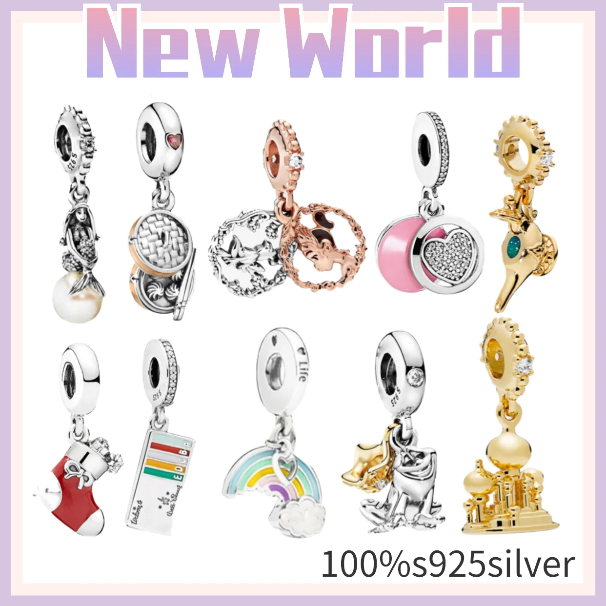 

New 925 Sterling Silver Cute christmas stocking rainbow Pandora Beads Fit Original Charms Bracelet for women DIY Jewelry